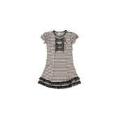 Le Chic Girls Pink and Grey Stripe Dress